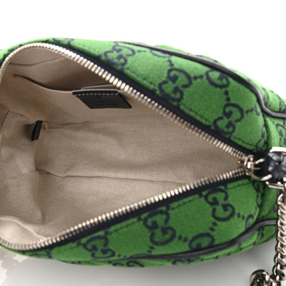 Gucci Monogram Multicolor Matelasse Diagonal Small GG Marmont Chain Shoulder Bag Green Blue 5 of 11