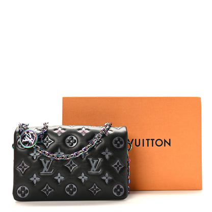 Louis Vuitton Lambskin Embossed Monogram Scarabeo Pochette Coussin Black 9 of 9