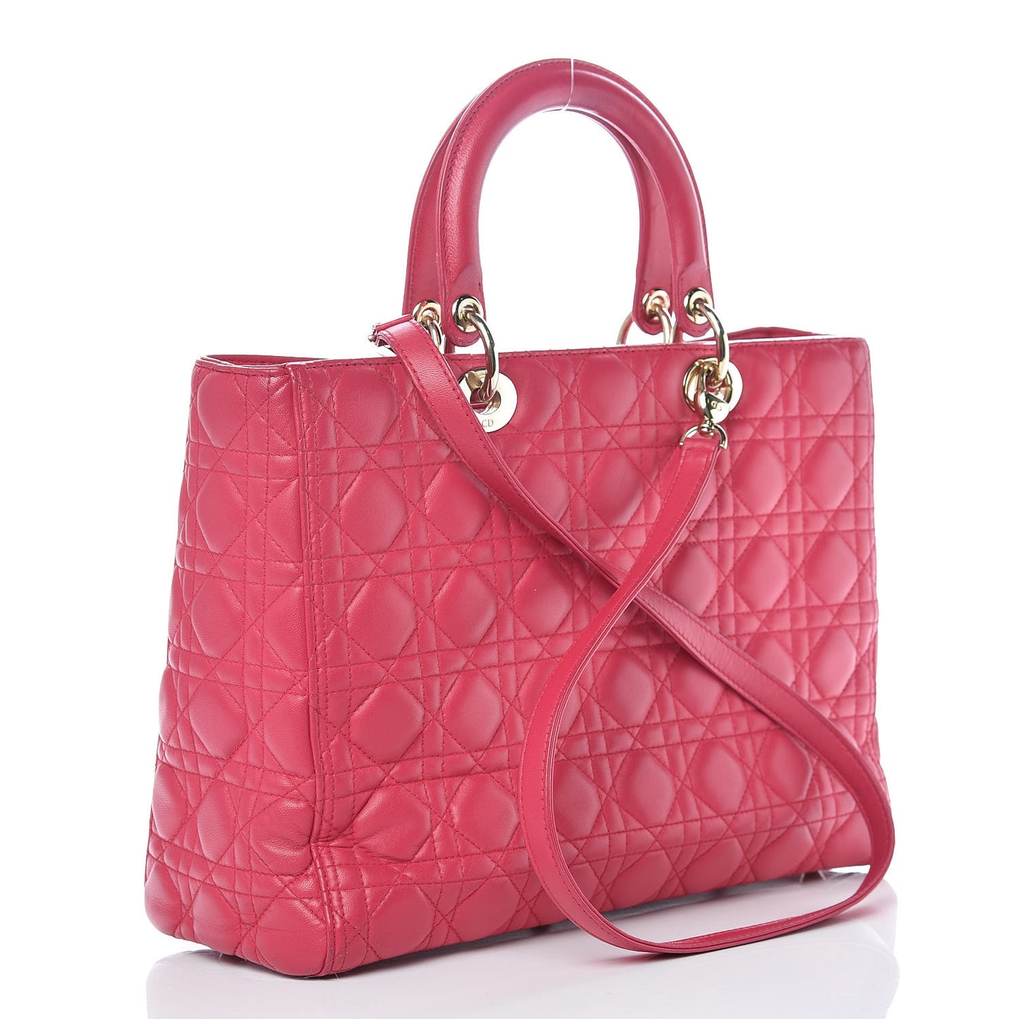 Lambskin Cannage Large Lady Dior Fuchsia