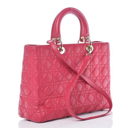 Christian Dior Lambskin Cannage Large Lady Dior Fuchsia 4 of 29