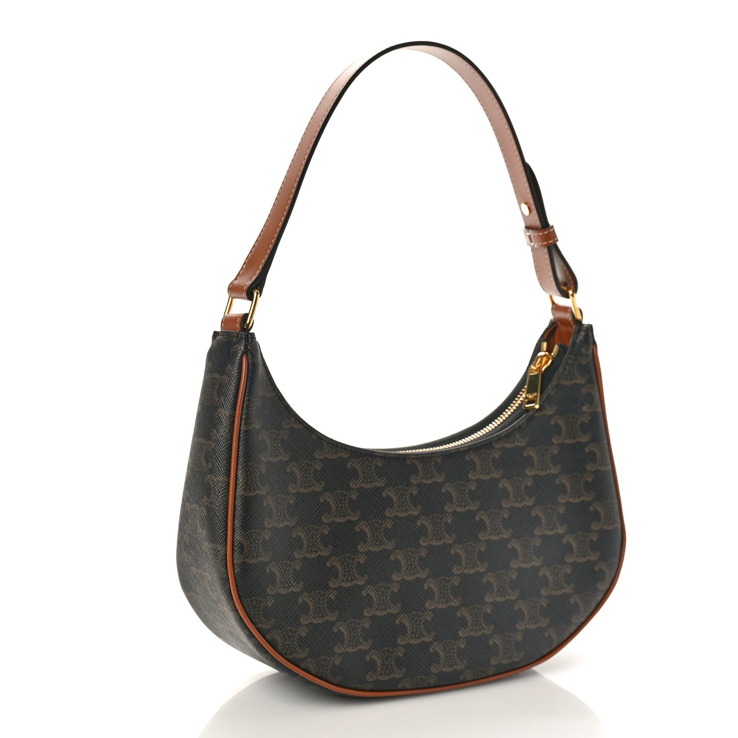 Triomphe Canvas Calfskin Ava Shoulder Bag Tan