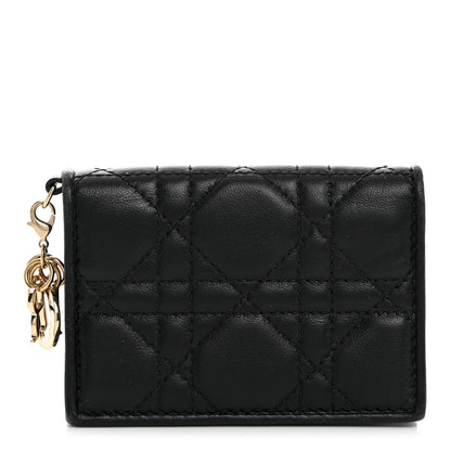 Christian Dior Lambskin Cannage Small Lady Dior Flap Card Holder Black 1 of 8