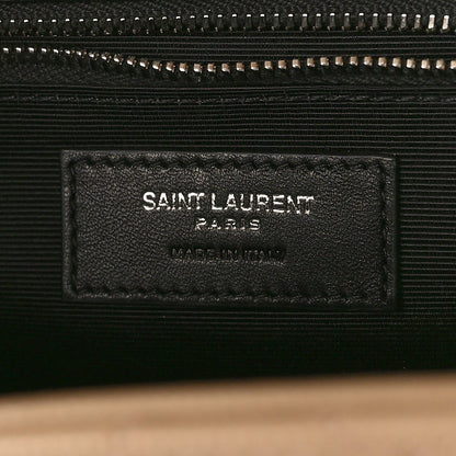Saint Laurent Grain De Poudre Textured Mixed Matelasse Triquilt Large Monogram Satchel Natural Tan 6 of 8