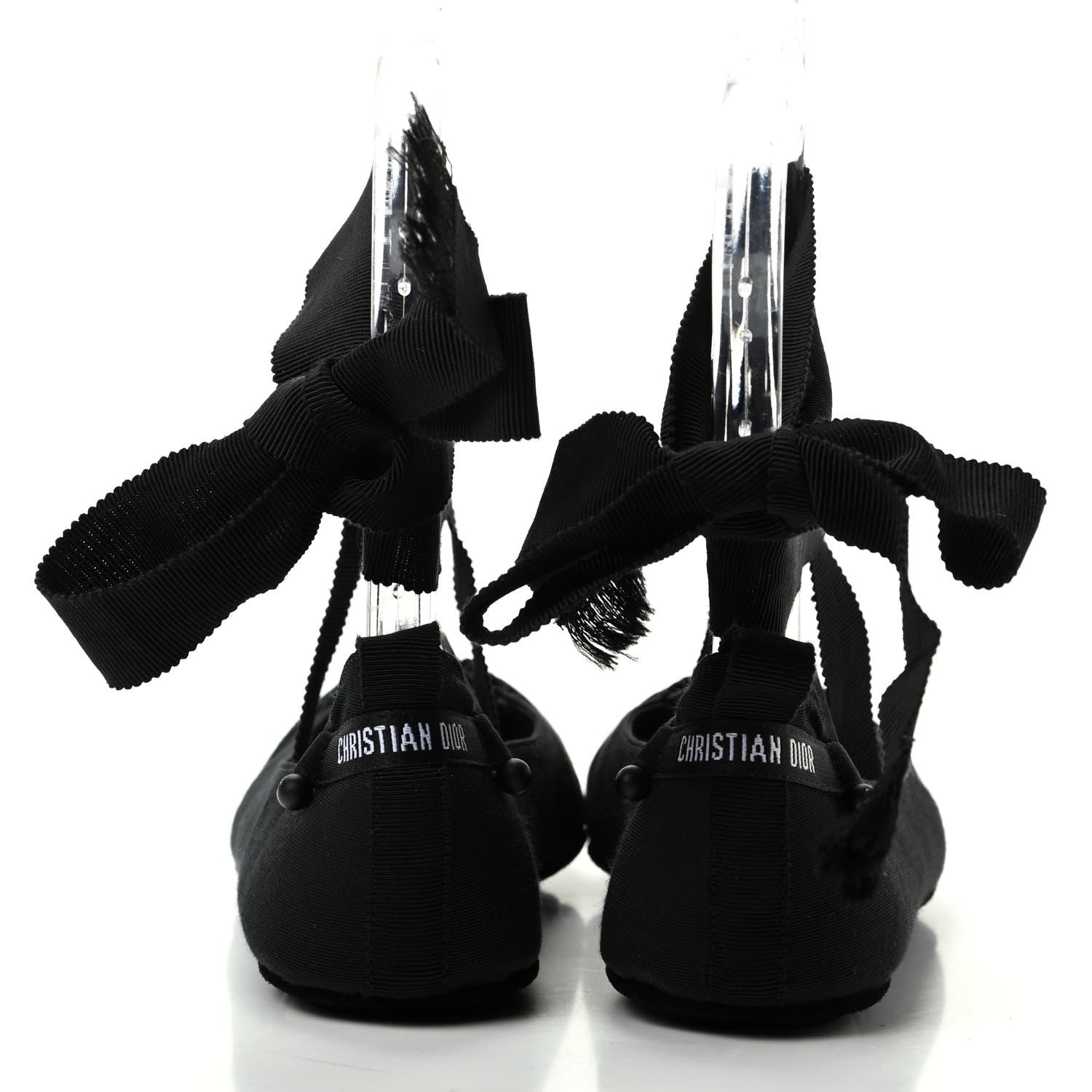 Christian Dior Grosgrain Ribbon Etoile Ballet Flats 37 Black 7 of 11