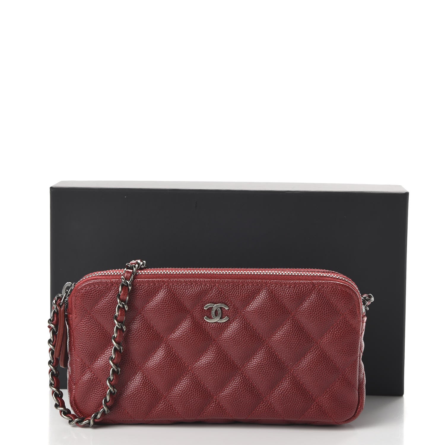 Chanel Caviar Quilted Small Clutch With Chain Red 11 of 11