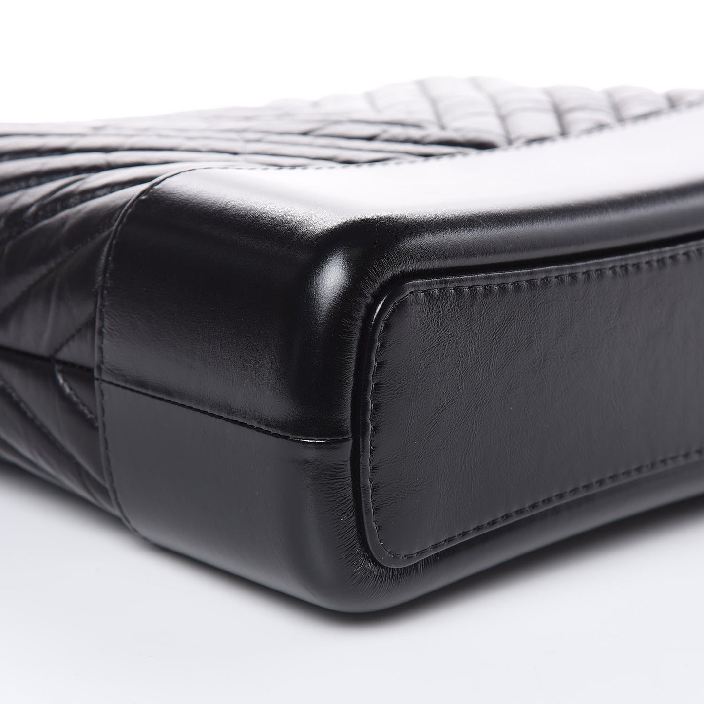 Aged Calfskin Chevron Quilted Medium Gabrielle Hobo Black