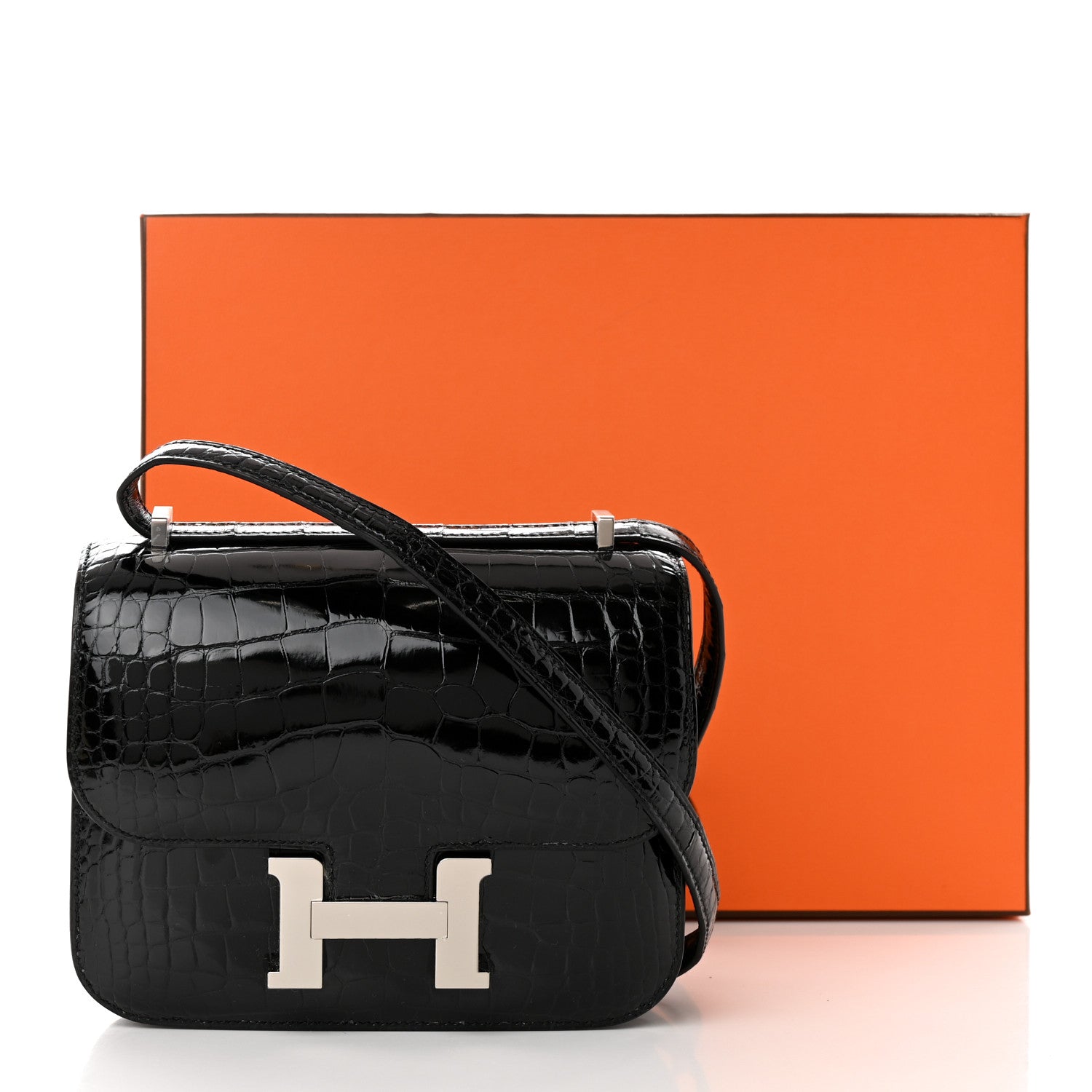 Hermes Shiny Alligator Constance 18 Black 14 of 14
