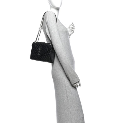 Saint Laurent Grain De Poudre Textured Mixed Matelasse Triquilt Medium Monogram Satchel Black 2 of 10