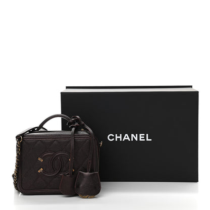 Chanel Caviar Quilted Small CC Filigree Vanity Case Burgundy 11 of 11
