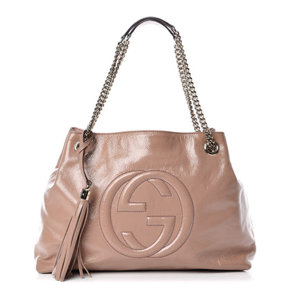 Gucci Patent Medium Soho Chain Shoulder Bag Dark Cipria 1 of 10