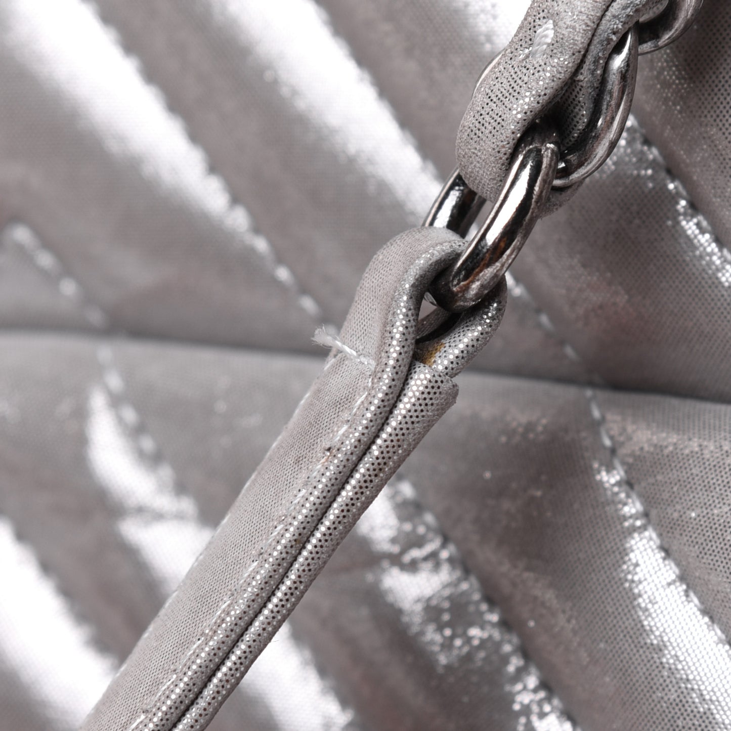 Metallic Calfskin Chevron Quilted Small Urban Spirit Backpack Silver