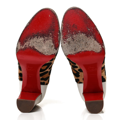 Christian Louboutin Calf Hair Leopard Print Who Dances 85 Ankle Boots 37.5 Gold Fauve 7 of 12
