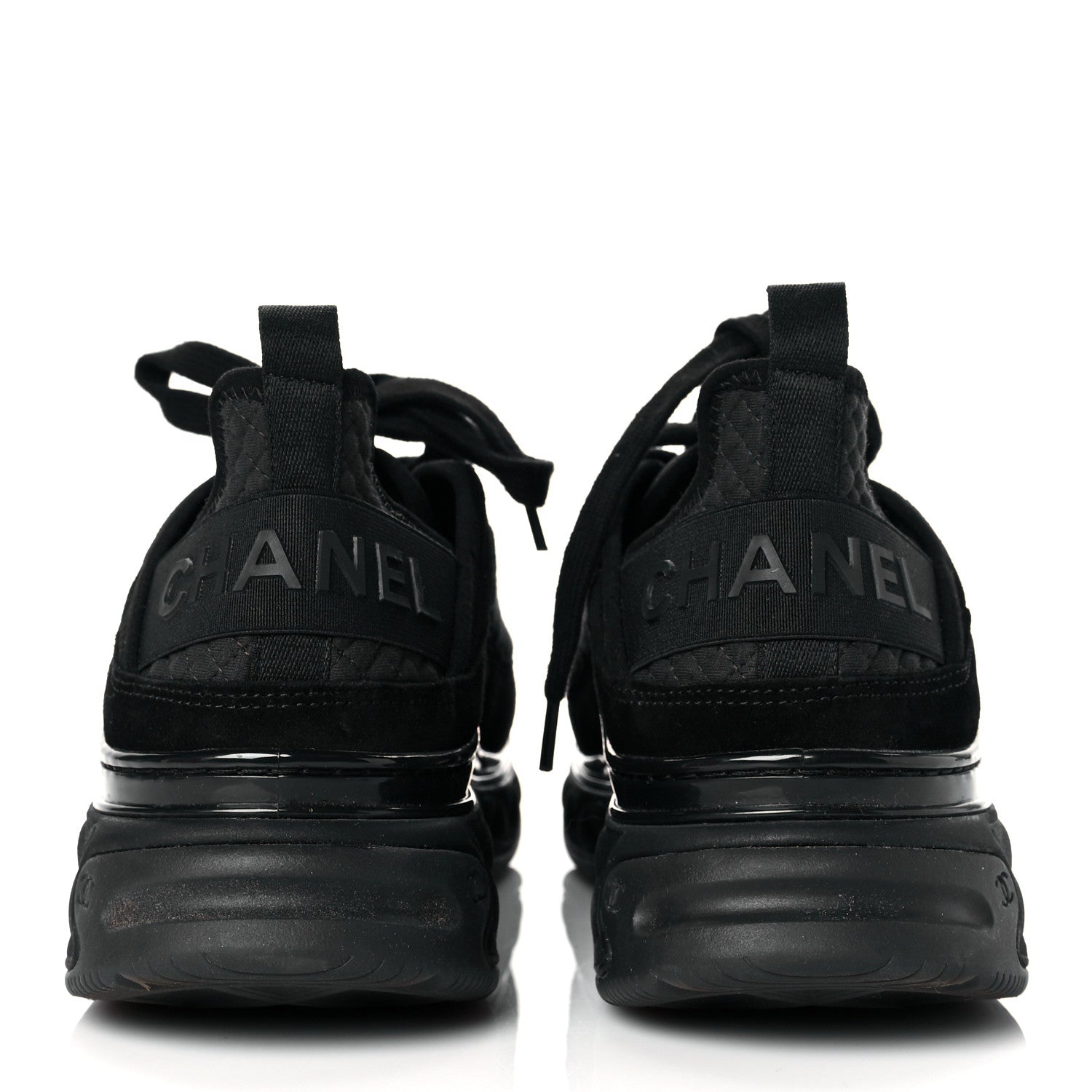 Chanel Suede Calfskin Mixed Fibers CC Sneakers 40 Black 5 of 10