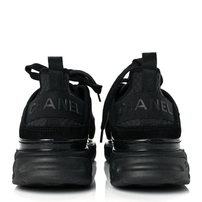 Chanel Suede Calfskin Mixed Fibers CC Sneakers 40 Black 5 of 10