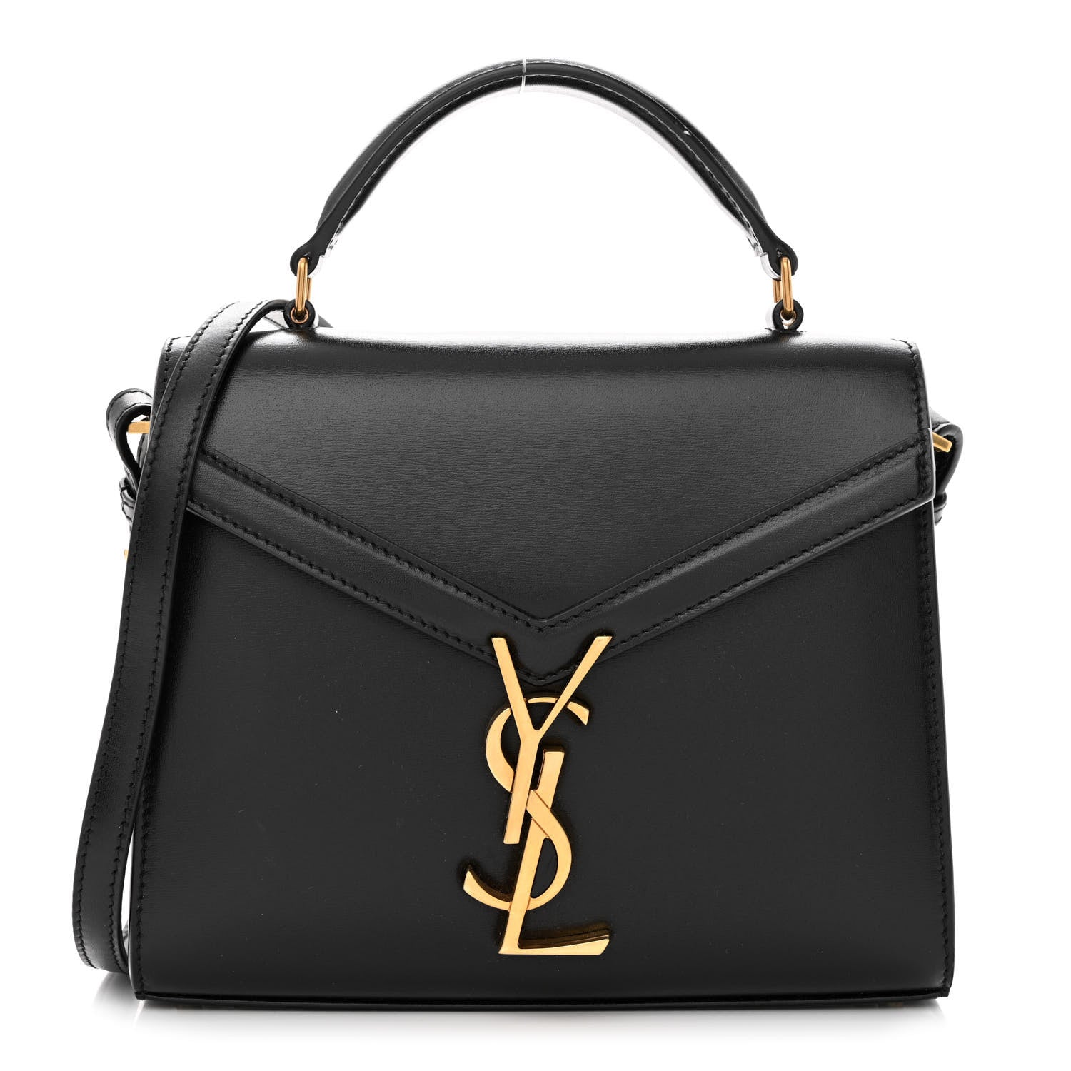 Saint Laurent Calfskin Mini Classic Monogram Cassandra Top Handle Black 1 of 12