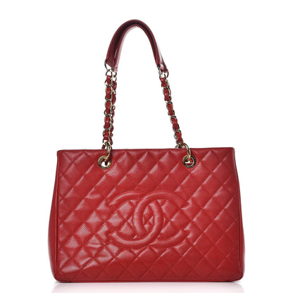 Chanel Caviar Quilted Grand Shopping Tote GST Red 1 of 7