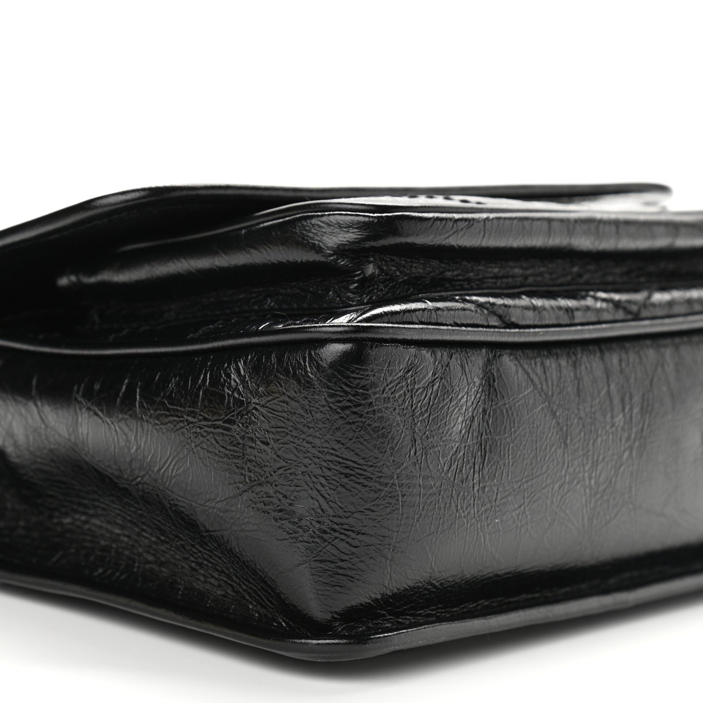 Crinkled Lambskin Matelasse Monogram Baby Niki Chain Satchel Black