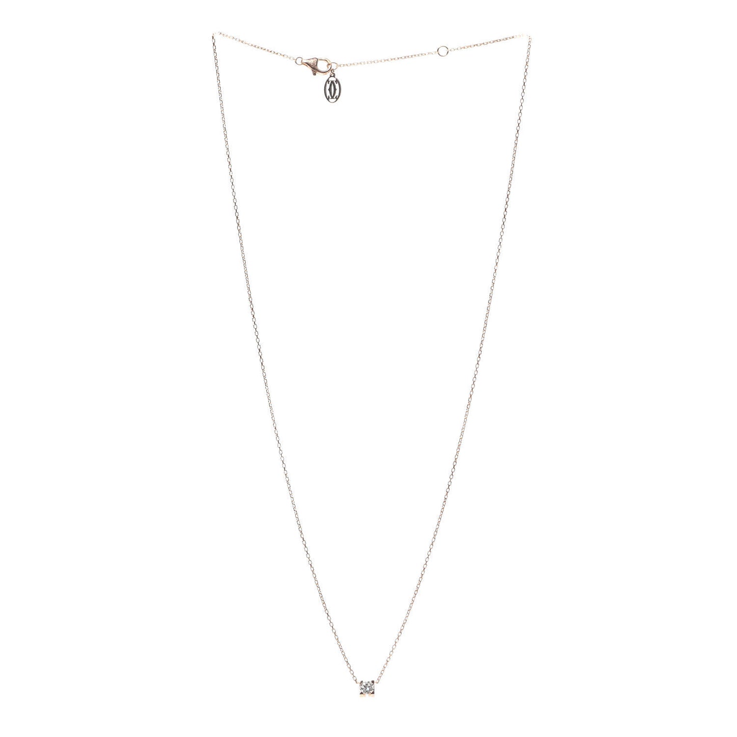 18K Pink Gold Diamond .21ct C De Pendant Necklace
