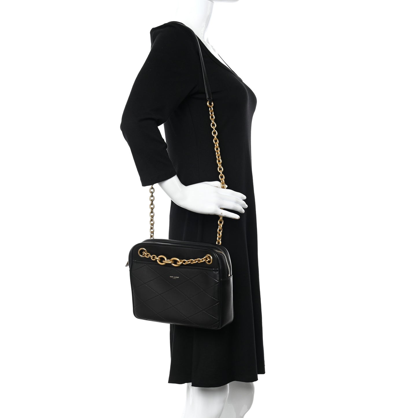 Lambskin Quilted Le Maillon Chain Strap Crossbody Black