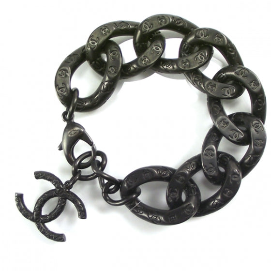 Chanel Black Metal Chain Bracelet CC 1 of 4