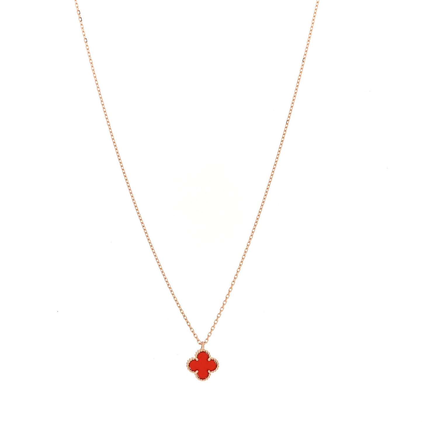 18K Rose Gold Carnelian Sweet Alhambra Pendant Necklace