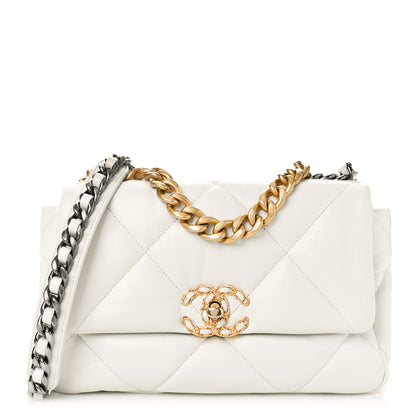 Chanel Goatskin Quilted Medium Chanel 19 Flap White 1 of 9