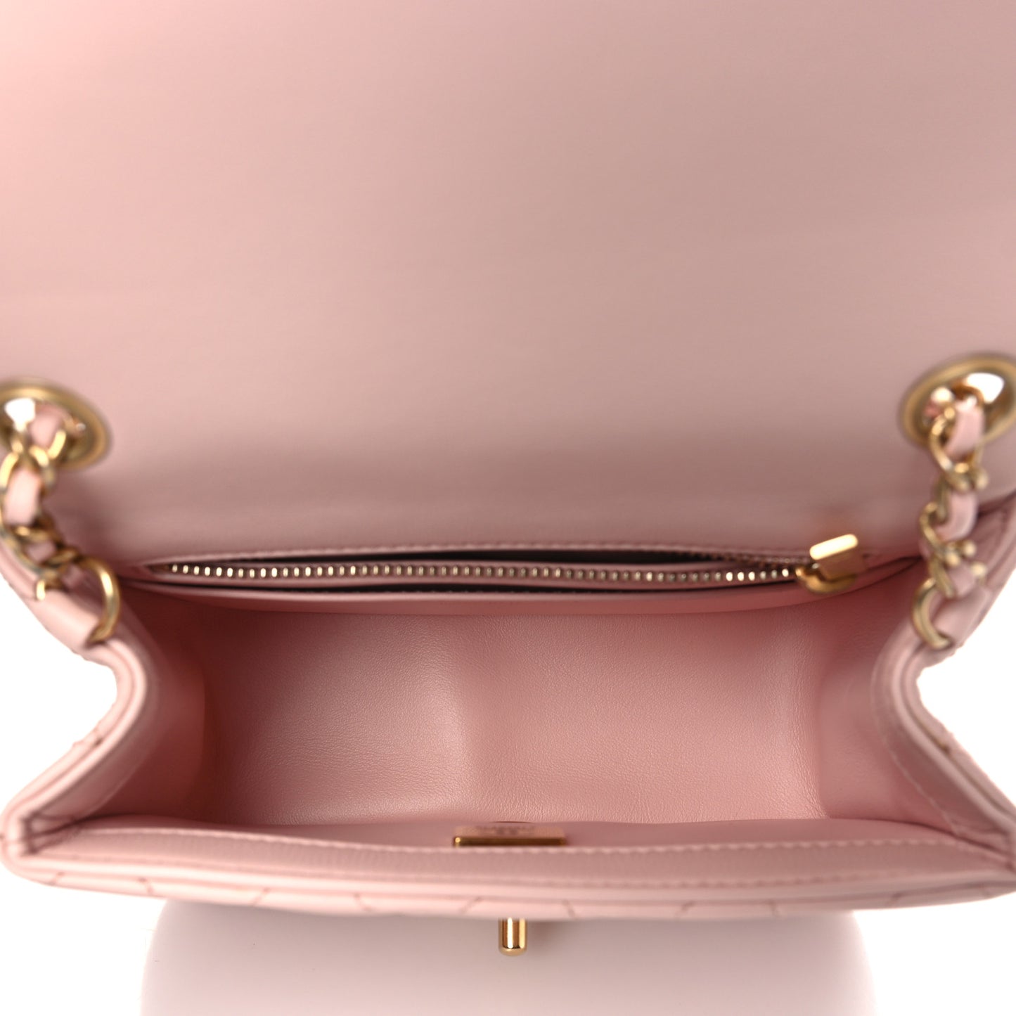 Lambskin Quilted Mini Pearl Crush Flap Light Pink
