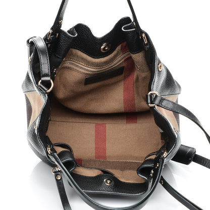 Burberry Grainy Calfskin House Check Small Maidstone Black 6 of 7
