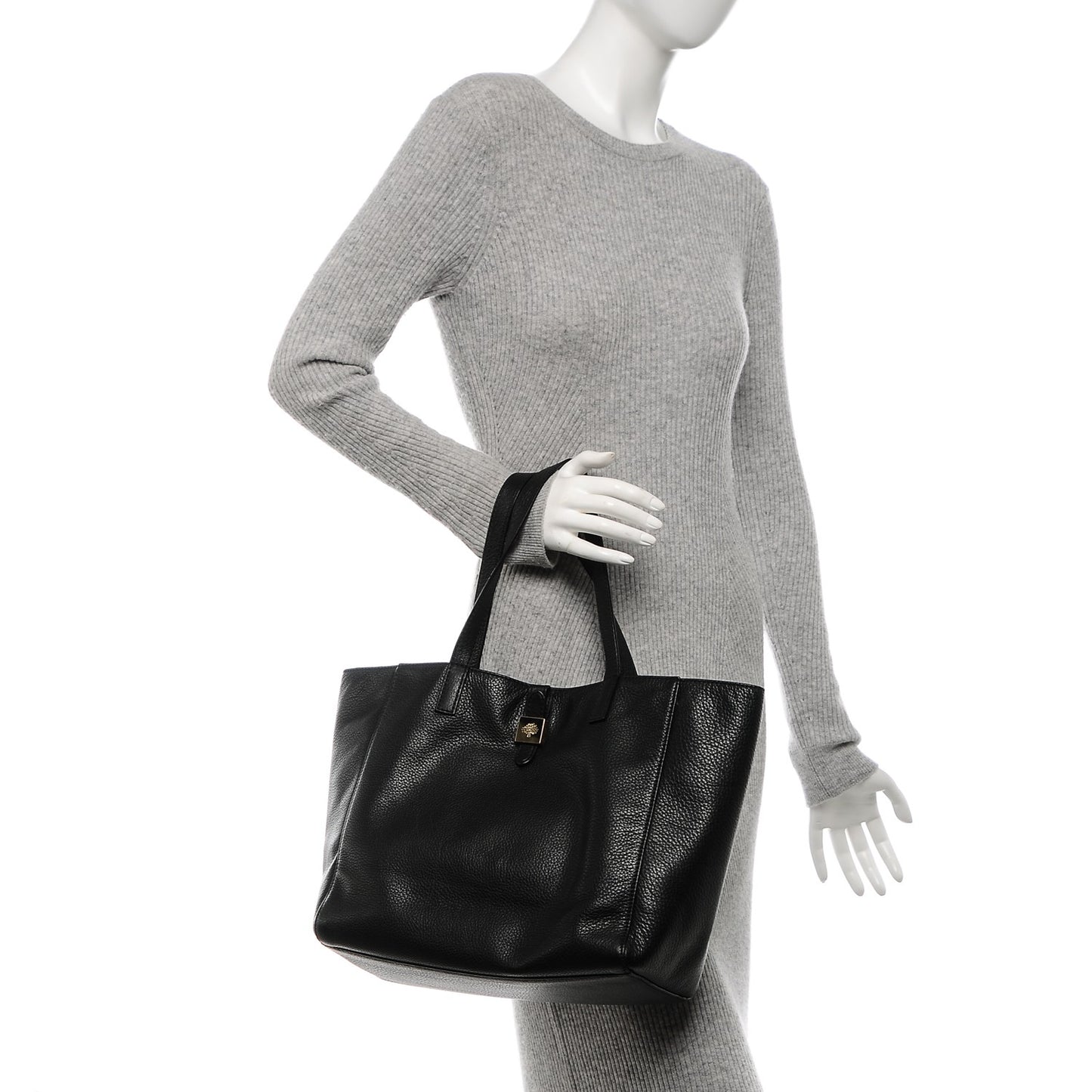 Soft Small Grain Calfskin Tessie Tote Black