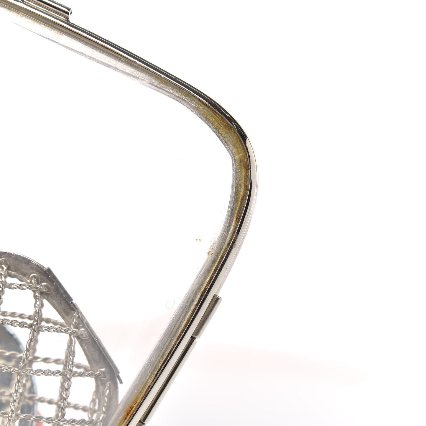 Lucite Brass Heart Clutch Silver