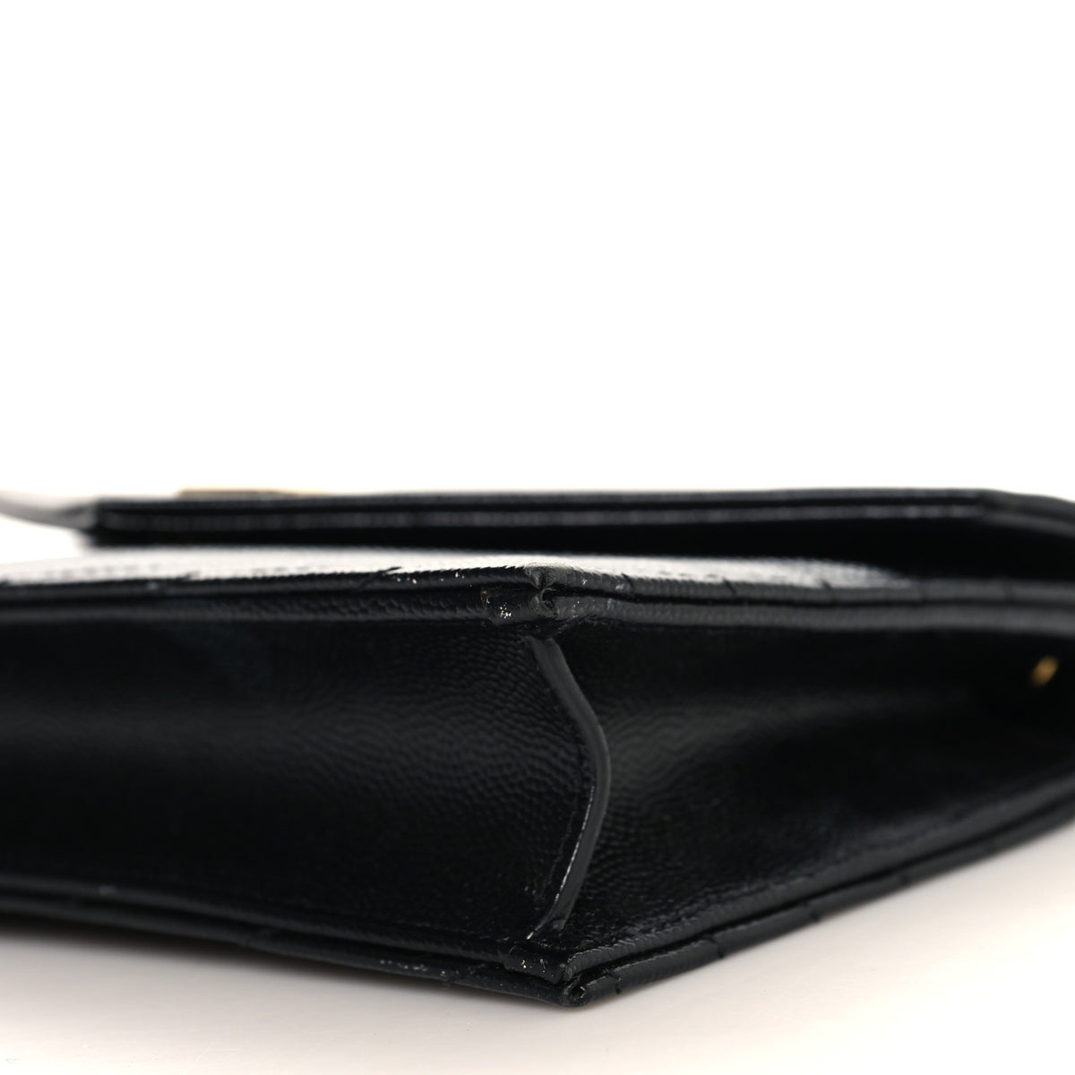 Saint Laurent Grain De Poudre Matelasse Chevron Monogram Envelope Chain Wallet Black 9 of 11