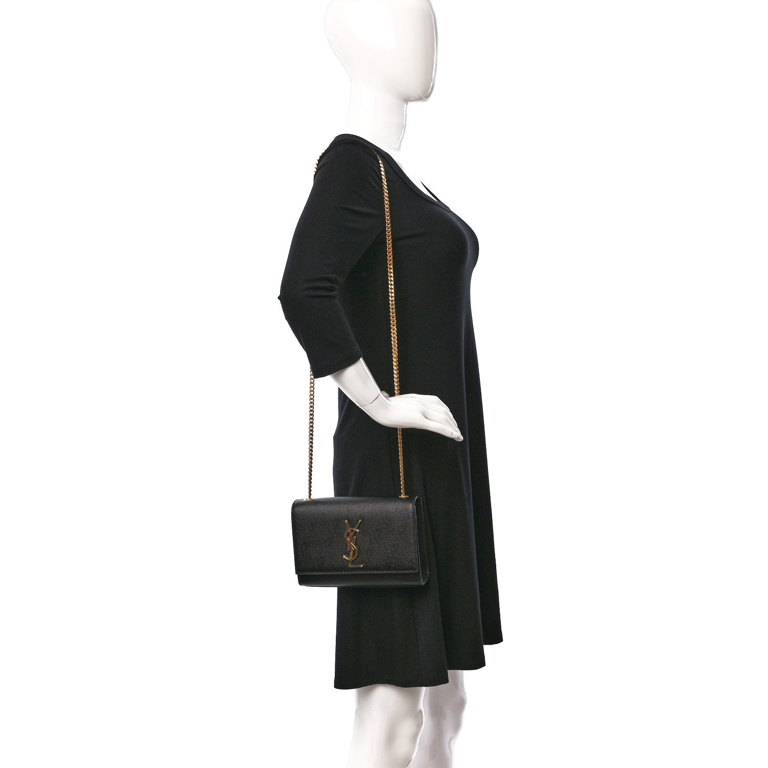 Saint Laurent Grain De Poudre Small Monogram Kate Satchel Black 2 of 9