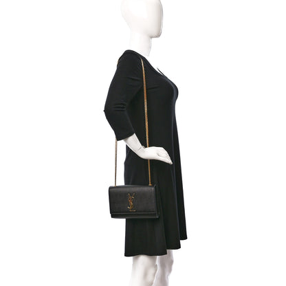 Saint Laurent Grain De Poudre Small Monogram Kate Satchel Black 2 of 9