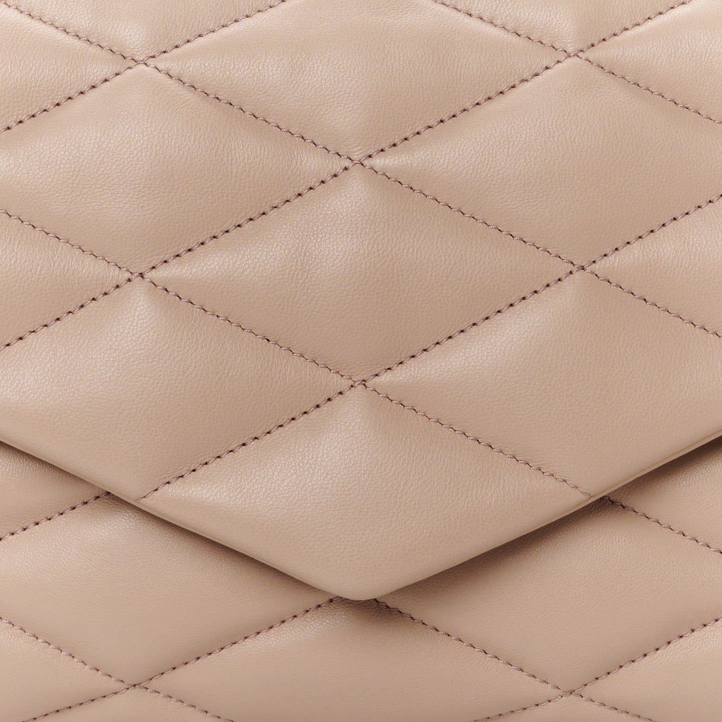 Lambskin Quilted Sade Puffer Envelope Clutch Rosy Sand