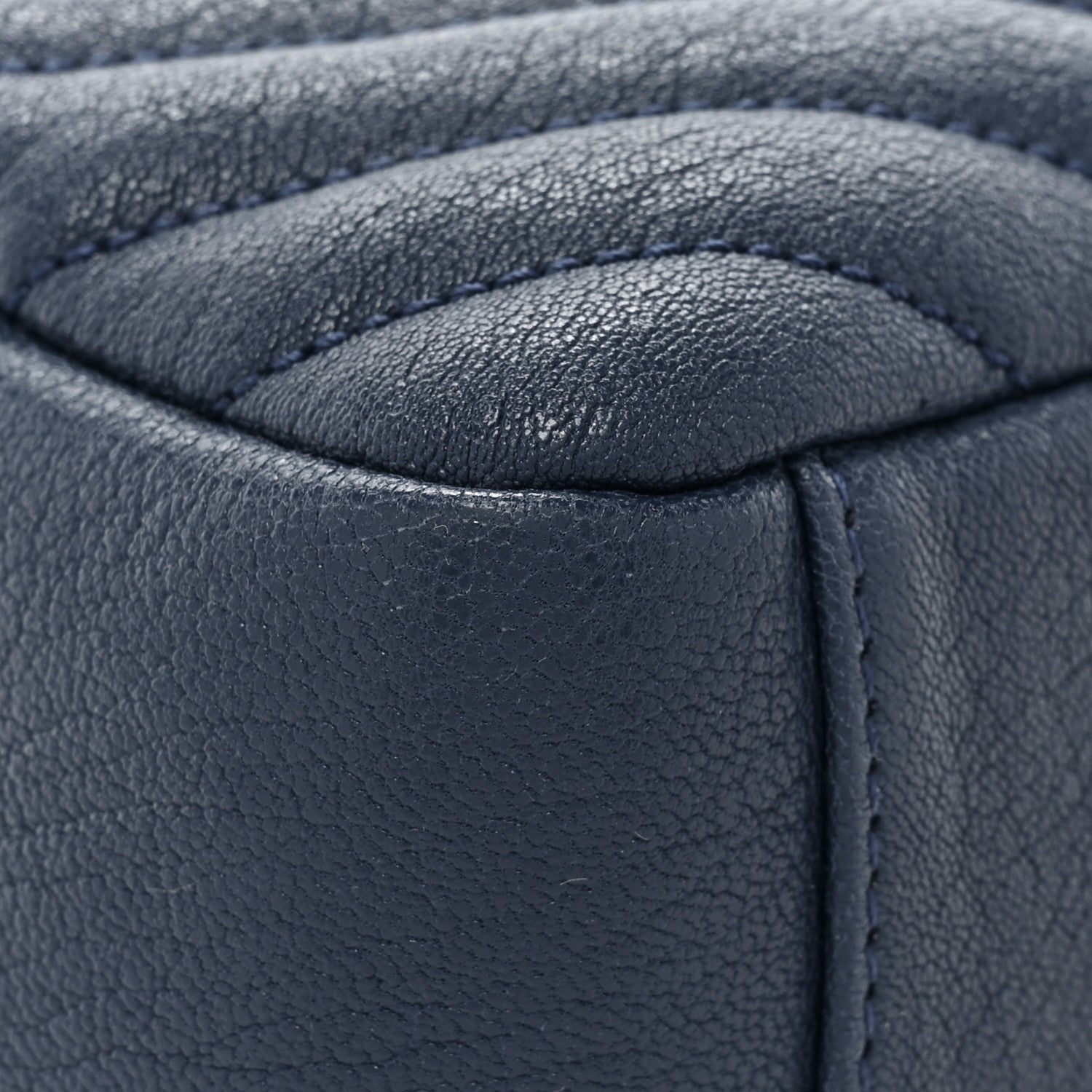 Saint Laurent Sheepskin Matelasse Chevron Monogram Medium College Bag Navy 10 of 13