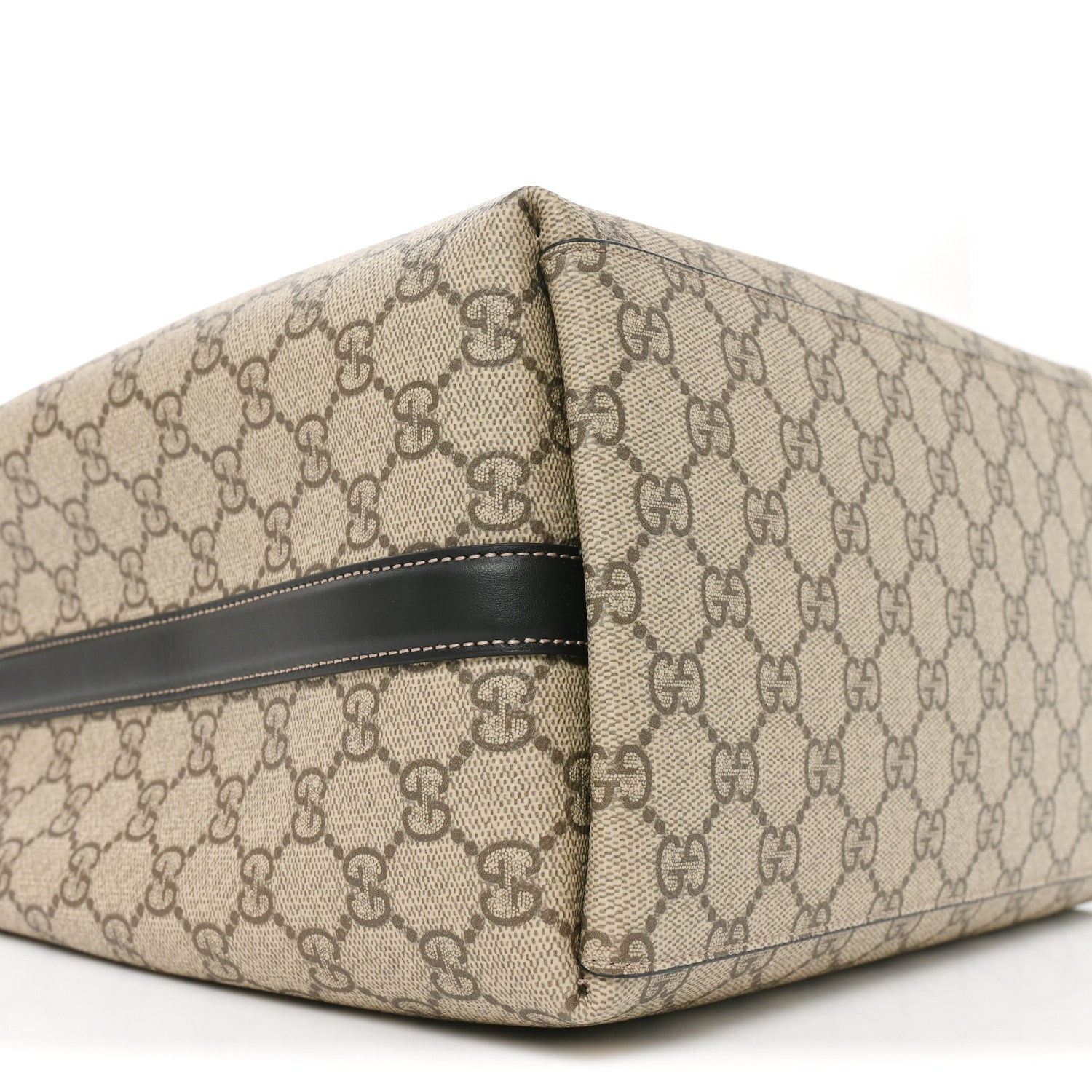 Gucci GG Supreme Monogram Medium Emblem Bucket Bag Beige Dark Brown Black 8 of 10