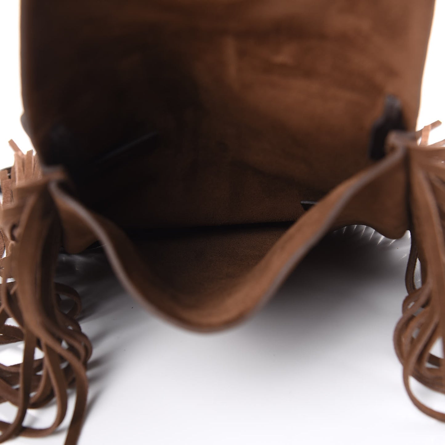 Suede Fringe Flat Anita Crossbody Bag Coffy Marrone