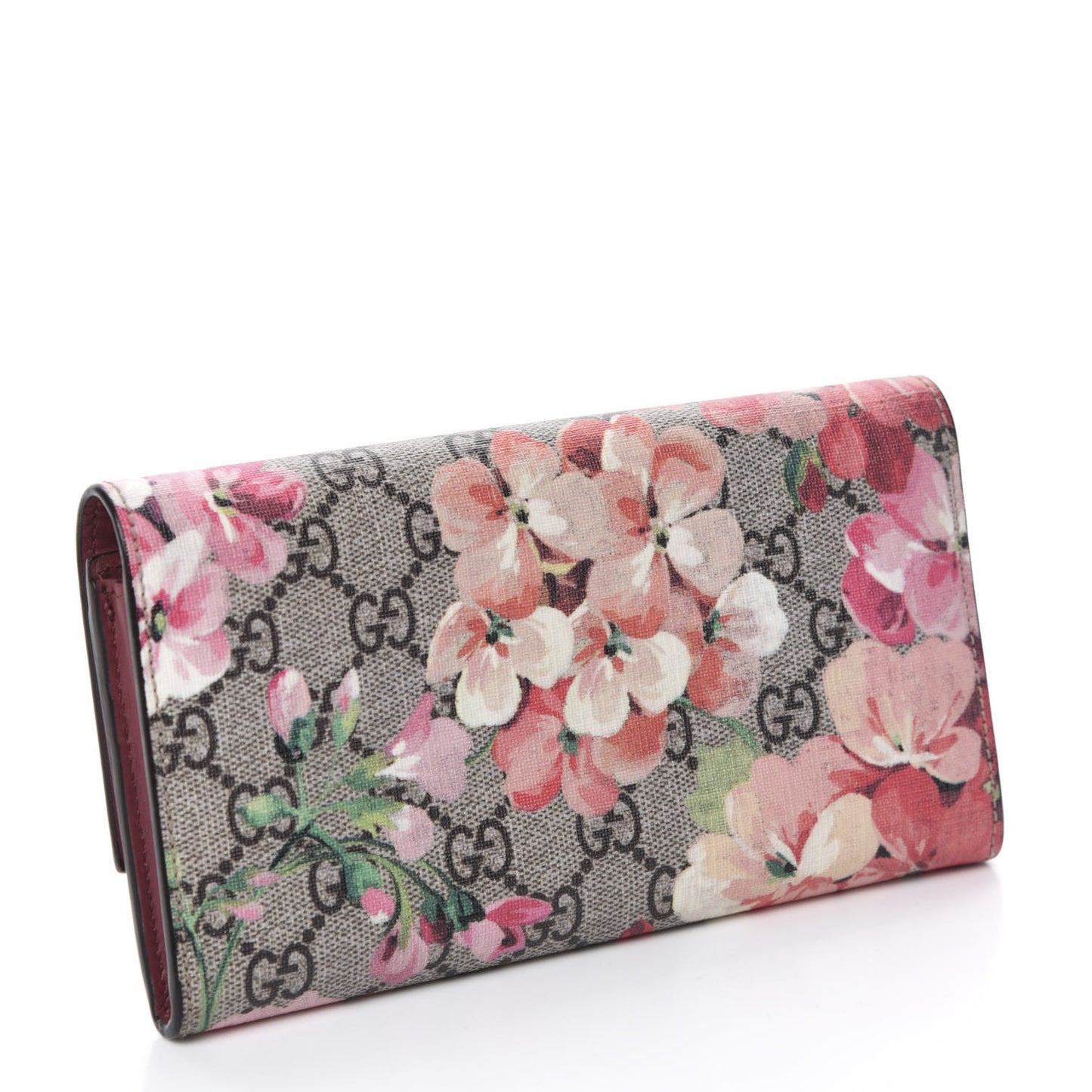 GG Supreme Monogram Blooms Continental Wallet Beige Multicolor Dry Rose