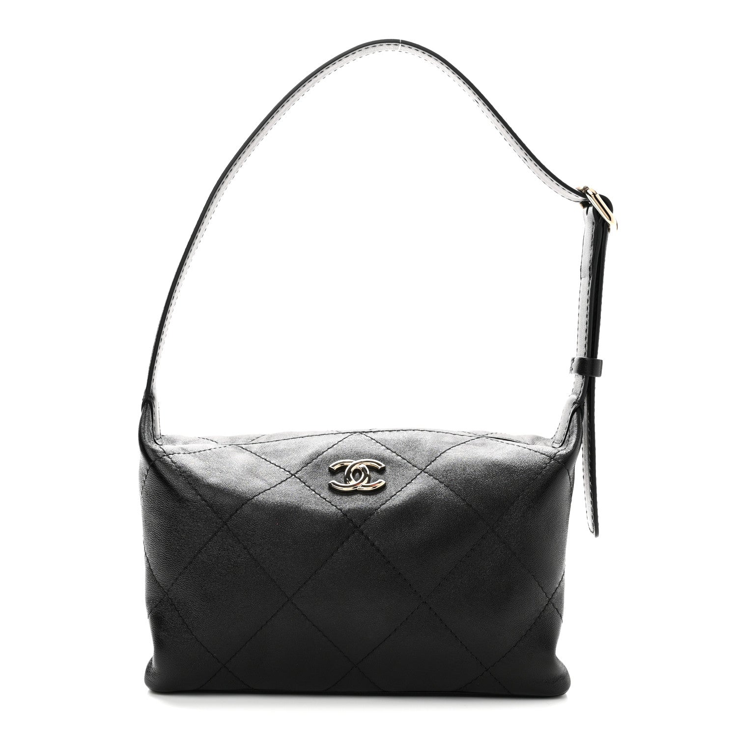 Chanel Shiny Lambskin Quilted Large Hobo Bag Black 1 of 10
