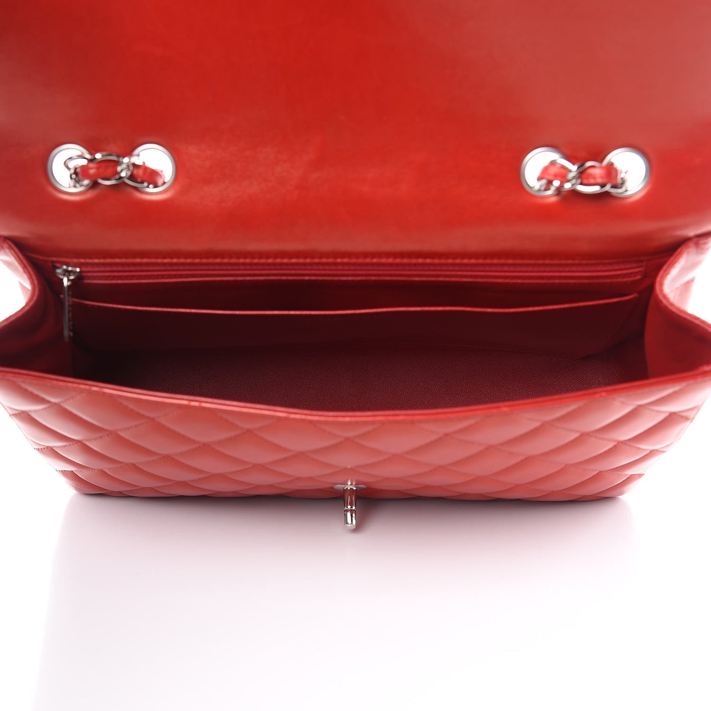 Lambskin Quilted Jumbo Single Flap Red