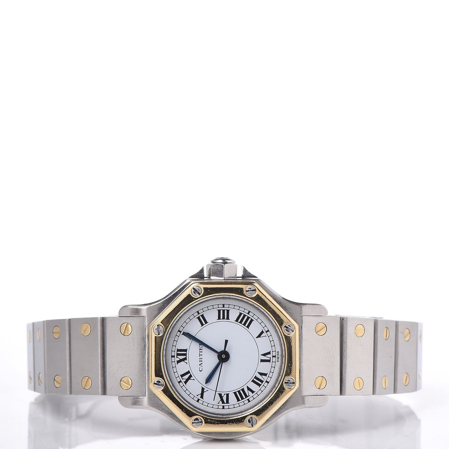Stainless Steel 18K Yellow Gold 25mm Santos Octagon Automatic Watch