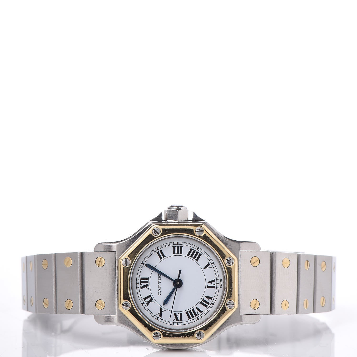 Cartier Stainless Steel 18K Yellow Gold 25mm Santos Octagon Automatic Watch 3 of 6