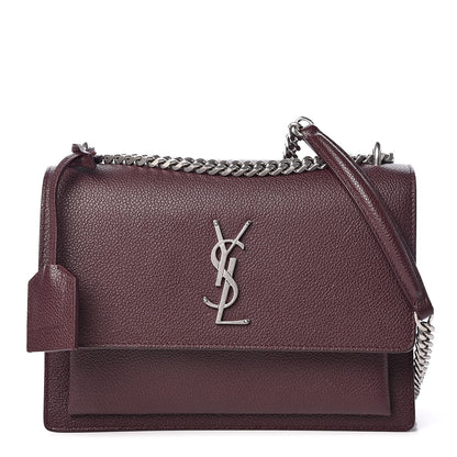 Saint Laurent Grained Calfskin Medium Monogram Sunset Bordeaux 1 of 11