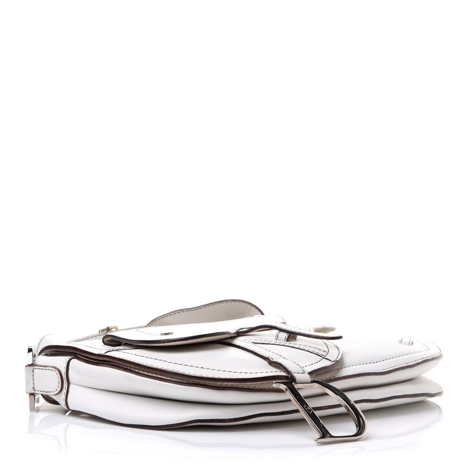 Christian Dior Grained Calfskin Saddle Pouch White 4 of 17