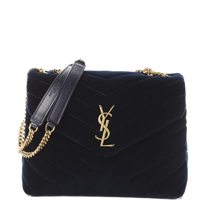 Saint Laurent Velvet Y Quilted Monogram Small Loulou Chain Satchel Medium Blue 1 of 7