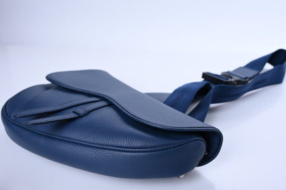 Christian Dior Grained Calfskin Mens Saddle Bag Navy Blue 10 of 11