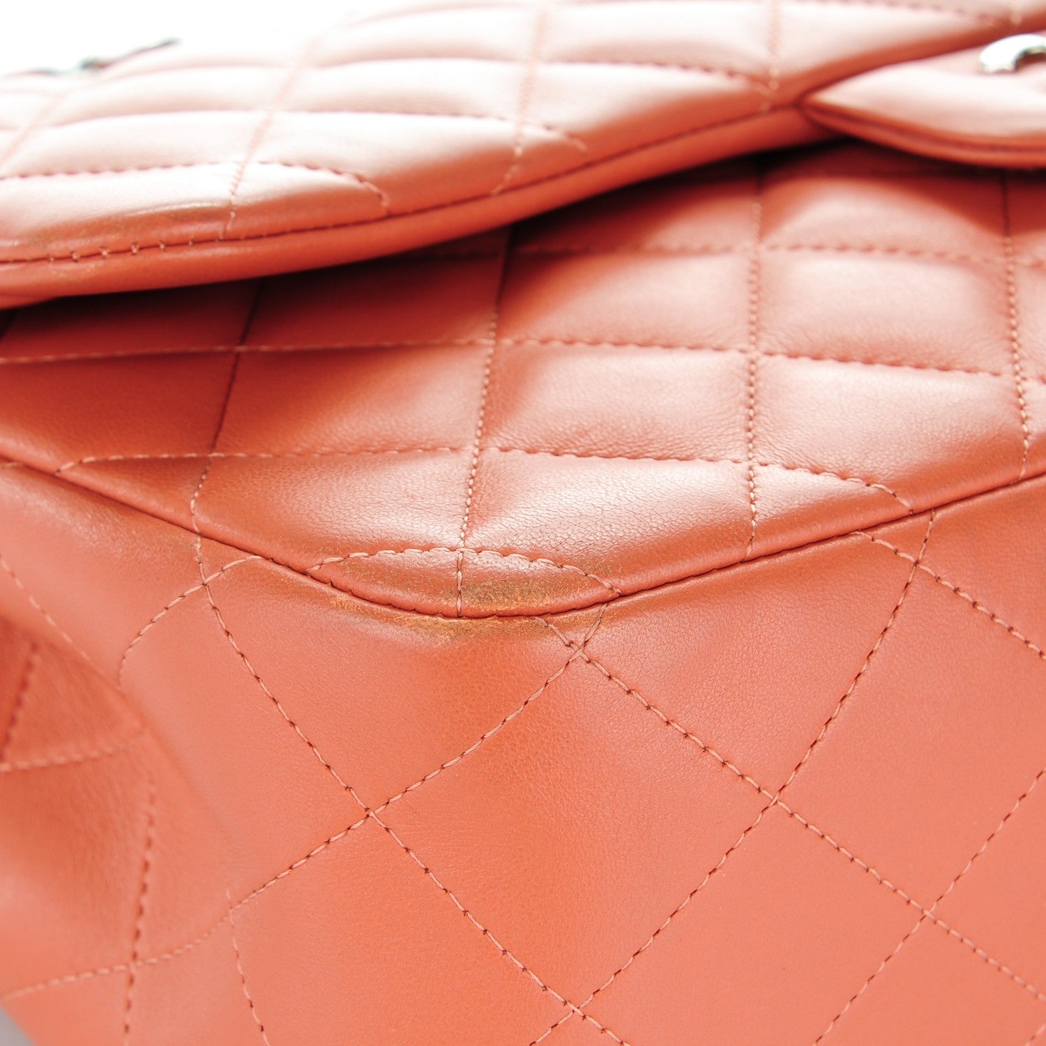 Chanel Lambskin Quilted Jumbo Double Flap Coral 9 of 10