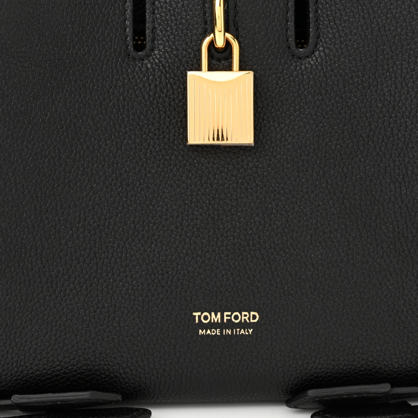 Grained Calfskin Small Padlock Top Handle Bag Black