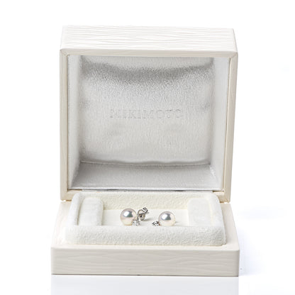 Mikimoto 18K White Gold Diamond Akoya Pearl 8mm Stud Earrings 5 of 5