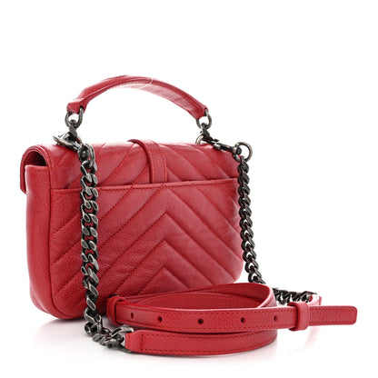 Saint Laurent SAINT LAURENT Sheepskin Matelasse Chevron Monogram College Chain Wallet New Red 3 of 18